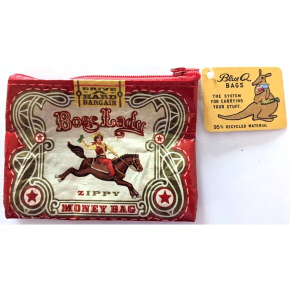 Blue Q Bag Boss Lady Zippy Money Bag Coin Bag Red Recicled Plastic Zipper 4*3" - Picture 2 of 6